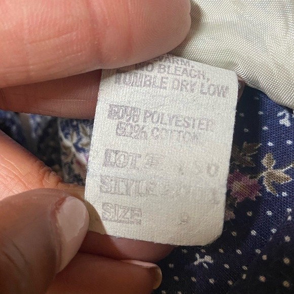 Vintage Upstairs by Dino California Midi Dress Floral Back Tie Dainty Cottage - Picture 9 of 10